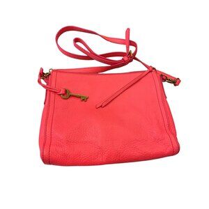 Fossil 1954 wms coral pink leather adjustable crossbody bag SKU 9921